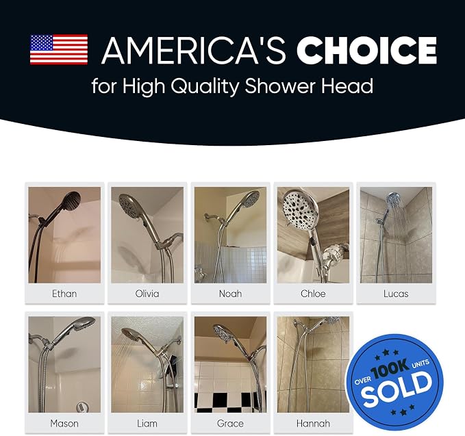 Cobbe 9 Spray Modes Handheld Shower Head, Water-Saving, Brushed Nickel | Power Rinse, 1-Click Pause & Flow Control, 6ft Stainless Steel Hose, Adjustable Brass Bracket