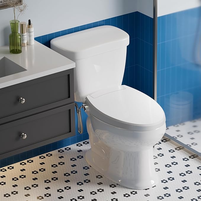 Bidet Toilet Seat Elongated Bidet Seat with Slow-Close, Non-Electric Bidet seat with Dual Nozzles, Fit Elongated Toilet Seat, Water Pressure Control，Easy to Install