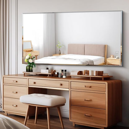 CILIBER Beveled Mirror, 30x60 Large Frameless Bathroom Mirrors for Wall, 3mm Tempered Glass Rectangle Vanity Mirror with Beveled Edge, Crystal-Clear, Hangs Horizontally or Vertically