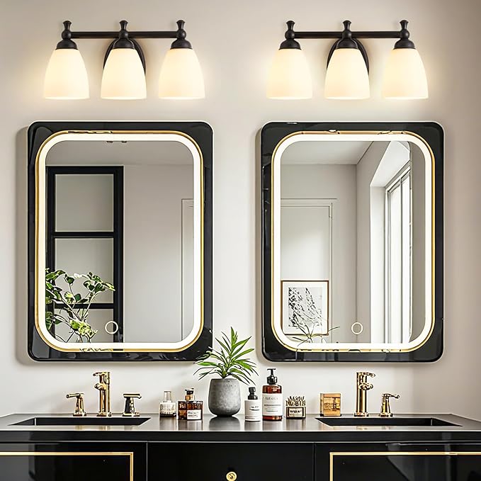 Vanity Lights for Bathroom, 3-Light Modern Vanity Light Over Mirror Black Bathroom Light Fixture Bedroom Wall Sconces Lighting for Living Room Cabinet