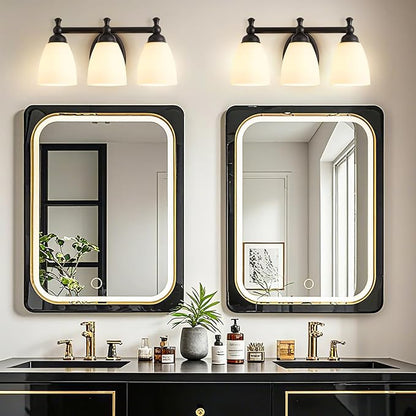 Vanity Lights for Bathroom, 3-Light Modern Vanity Light Over Mirror Black Bathroom Light Fixture Bedroom Wall Sconces Lighting for Living Room Cabinet