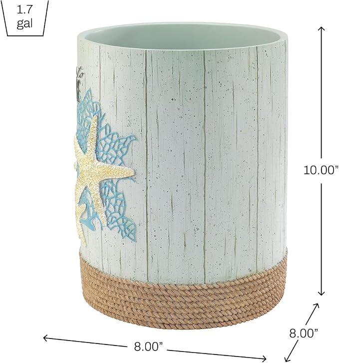 Avanti Linens - Waste Basket, Decorative Trash Can, Coastal Inspired Bathroom Decor (Beachcomber Collection)