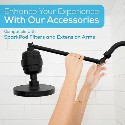 SparkPod Rain Shower Head, 6 Inch Round, Midnight Black Matte Finish | High Pressure Shower Heads, 90 Nozzles, Adjustable Showerhead, No Tools Needed, Universal Connection