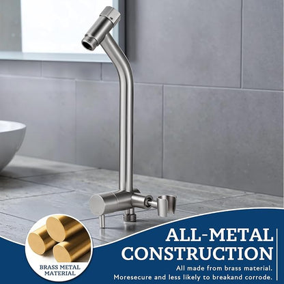 G-Promise All Metal Shower Diverter with Low Handheld Holder (Matte Black) | 10 Inch Downward-Extend Bracket for All Heights, 4 Spray Modes with Pause, Anti-Leak, Easy Install, Universal Replacement
