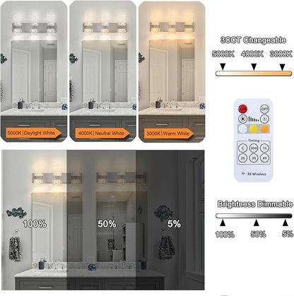 Modern Brushed Nickel 6-Lights Bathroom Vanity Light, Eleglant Nickel LED Bathroom Light Fixtures over Mirror, Dimmable Acrylic Shade Wall Lighting Fixtures, Hardwired Wall Light(H9.25in, L21.26in)