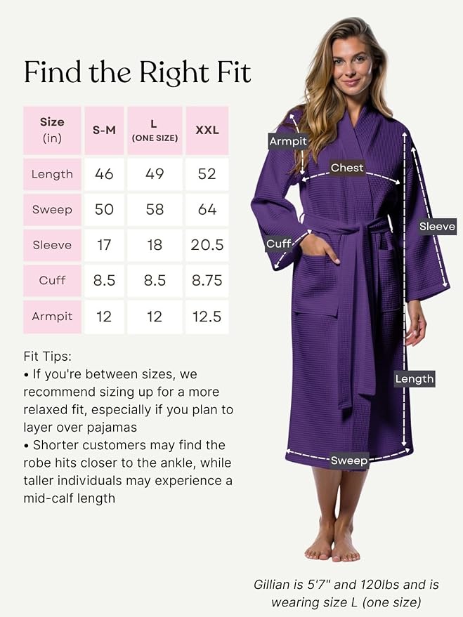 Turquaz Womens Lightweight Waffle Kimono Bathrobe for Men - Soft Quick-Dry Spa & Summer Towel Robe, Cotton Blend