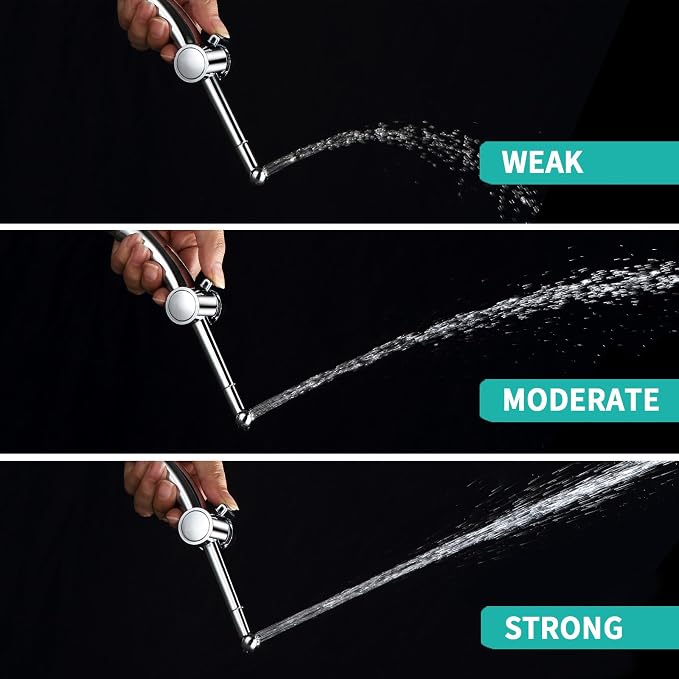 BARROCK Handheld Bidet Sprayer Combo Set for Toilet, Portable Bathroom Bidet Seat Attachment, 2 Way Installation Hang or Wall-Mount Shattaf Kit for Women with Brass T-Valve Explosion-Proof Hose Chrome