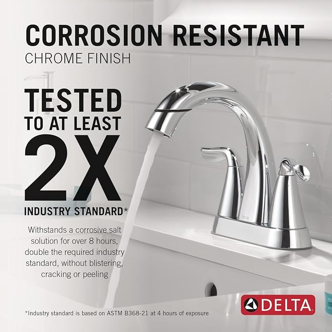 Delta Arvo Pull-Down Centerset Bathroom Faucet, Chrome Bathroom Sink Faucet, Bathroom Faucet with Pull Out Sprayer, 3-Hole Bathroom Faucet, Chrome 25840LF-PD