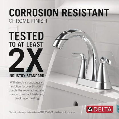 Delta Arvo Pull-Down Centerset Bathroom Faucet, Chrome Bathroom Sink Faucet, Bathroom Faucet with Pull Out Sprayer, 3-Hole Bathroom Faucet, Chrome 25840LF-PD