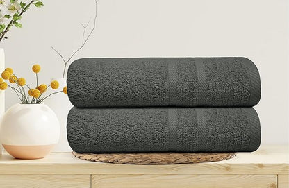 Looperry 6 Pack Small Bath Towel Set - 100% Cotton 23x46 Shower Towels in 450 GSM. Lightweight & Absorbent Quick Dry Gym Towel for Showering, Pet Drying, Spas & Salons (Charcoal Grey)