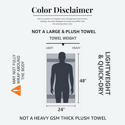 Medium Size Bath Towels Set of 6 – 100% Cotton Terry – 24" x 48" – Quick Dry, Soft & Highly Absorbent – Acorn Towels for Bathroom, Gym, Spa, Pool & Daily Use