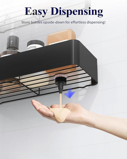 Kitsure Shower Caddy Adhesive, Stylish Shower Organizer, X-Large, Black | 2 Pack Shower Shelf for Inside Shower, 100% Rustproof Metal Shelves, No-Drill Bathroom Organizers and Storage