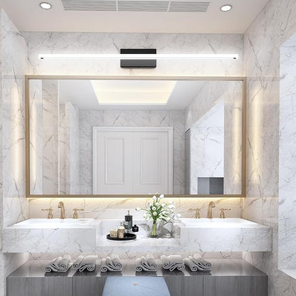 48inch Black LED Bathroom Vanity Light Bar 40W Modern Bath Light Fixture Over Mirror Vanity Light Cool White 6000K
