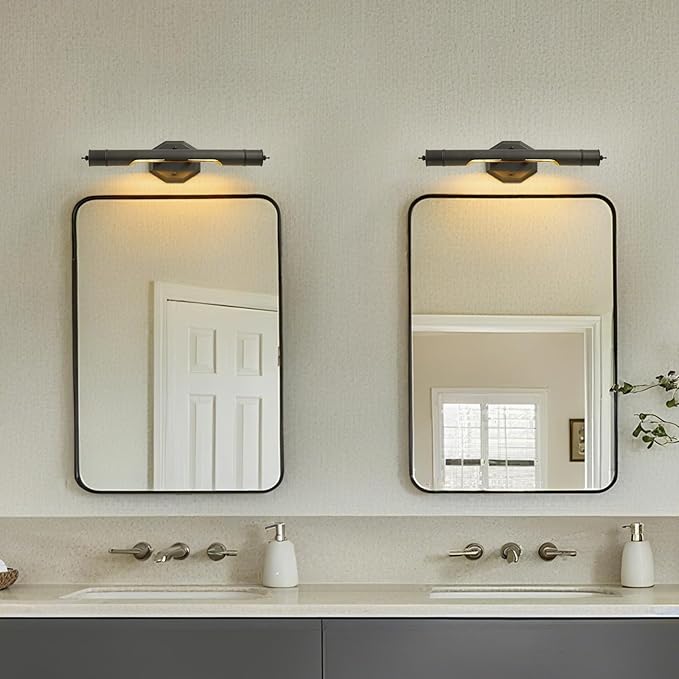 Black Vintage Picture Light Hardwired - Art Deco Lights Over Mirror Portrait Pictures Frame - Wall Sconces Lighting Fixtures for Museum Bathroom Vanity Gallery Artwork Library Cuadros Painting Above