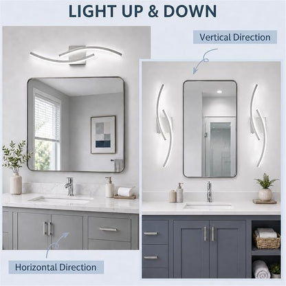 23.62 inch Modern Bathroom Vanity Light Brushed Nickel Lights Fixtures 5500K Led Bathroom Light Fixture Over Mirror Modern Wall lamp for Cabinet Hallway,2 Packs