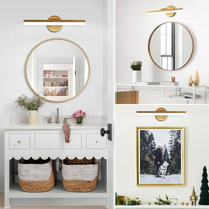 Gold Bathroom Vanity Light Fixtures Over Mirror 16inch 9W Rotatable Modern LED Vanity Lights Modern Wall Sconce (White Light 6000K)