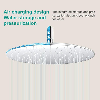 All Metal Rain Shower Head - Heavy Duty Stainless Steel, Easy Install, High Water Flow, Ultra-Thin Modern Design for Bathroom (Chrome, 16)