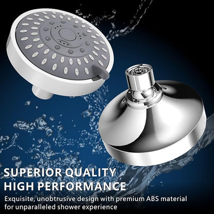 High Pressure Shower Head - 5 Spray Modes Powerful Pressure Boosting Showerhead For Bathroom - High Flow Fixed Showerheads (Chrome)