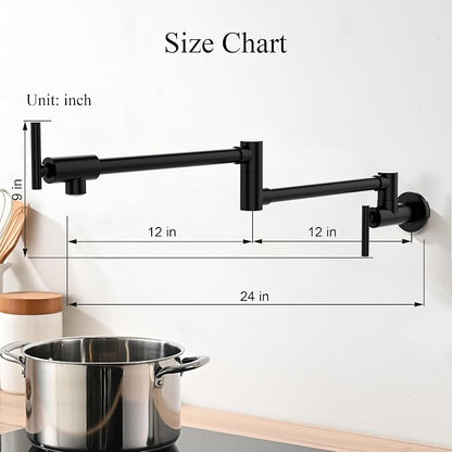 Faucets with Wall Mount Double Joint Swing Arms - Leak Free Design with High-Flow Aerators - Retractable & Folding for Space Saving