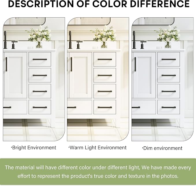 48-Inch Bathroom Vanity with Sink, 2 Soft-Close Doors and 9 Soft-Close Drawers, Bathroom Freestanding Vanity with Cultured Marble Countertop, Bathroom White Vanity with Matte Black Handles