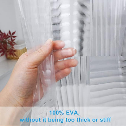 EurCross 75 inch Long Clear Shower Curtain Liner with Design, Waterproof Softer Plastic Curtain Liner for Bathroom 72x75 inches Length with 3 Bottom Weights