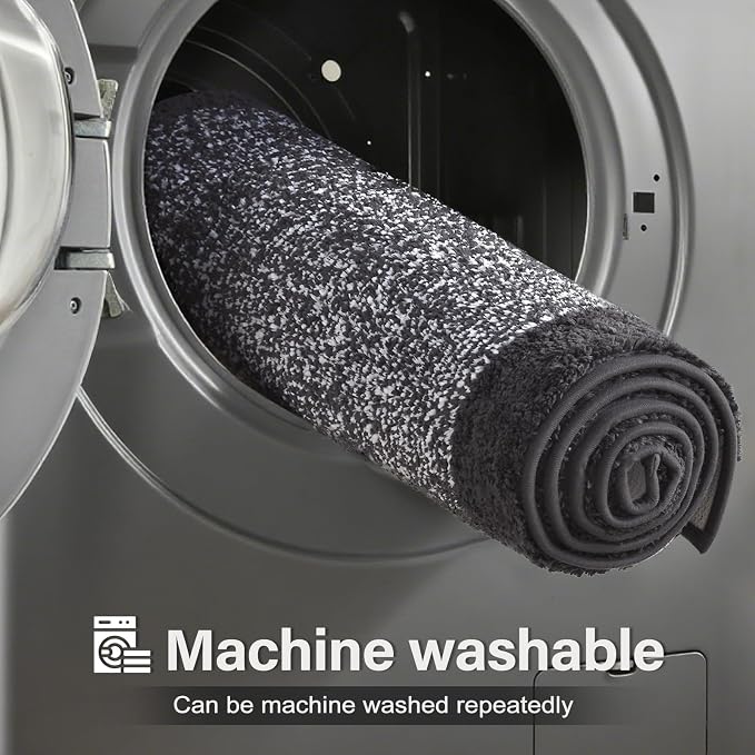 Toilet Rugs U-Shaped 24x19, Non-Slip Plush Shaggy Quick Dry Bathroom Contour Rugs, Extra Soft Absorbent Chenille Washable Bath Mat for Toilet Base, Dark Grey