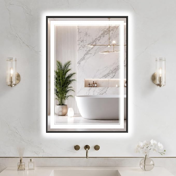 24"x36" LED Bathroom Mirror with Lights, Backlit + Front Lit, Anti-Fog | Lighted Bathroom Mirror with One-Piece Aluminum Alloy Frame, HD Shatterproof Tempered Glass, Dimmable, Memory Function