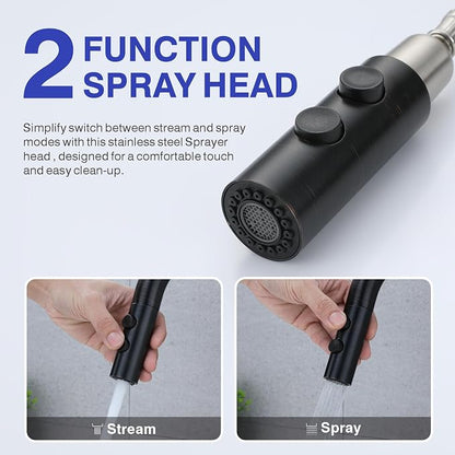 Bathroom Faucet with Sprayer, Oil Rubbed Bronze Single Hole Pop-Up Drain | Kablle Single Handle Pull Out 1 or 3 Hole Laundry Bar Basin Faucet with Deck Plate, KBL-7002ORB-CL
