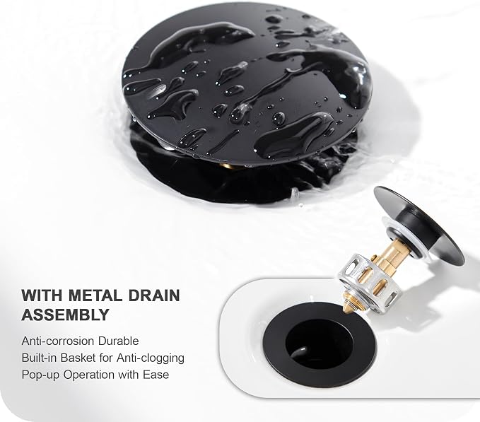 8 Inch Waterfall Bathroom Faucets - 3 Hole Widespread Bathroom Faucet with Pop-up Drain, Bathroom Sink Faucet, Modern Vanity Sink faucets with Supply Lines, Matte Black, JJL-3JT-PB-B-DXS-X