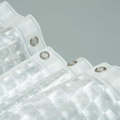NTBAY EVA Shower Curtain Liner, 72 x 72, 6 Gauge, Clear Checkered | Water-repellent EVA Liner with 3 Bottom Magnets, 12 Reinforced Grommets, and 12 Plastic Hooks