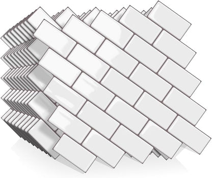 Joysticky 10-Sheet Peel and Stick Backsplash, 12" * 12" Crystal Texture Stick on Tiles Backsplash for Kitchen & Bathroom，Thicker Design Peel and Stick Wall Tiles（Warm White）