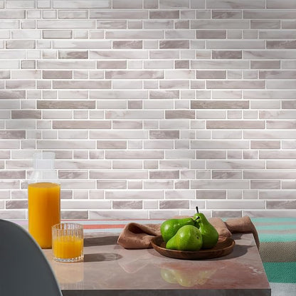 STICKGOO Thicker Peel and Stick Backsplash Tile for Kitchen and Bathroom | 10 Sheets of 12”×12” - 3D Vinyl Self Adhesive Wall Tiles Stick on Backsplash for Kitchen & Bathroom(Warm Greige)
