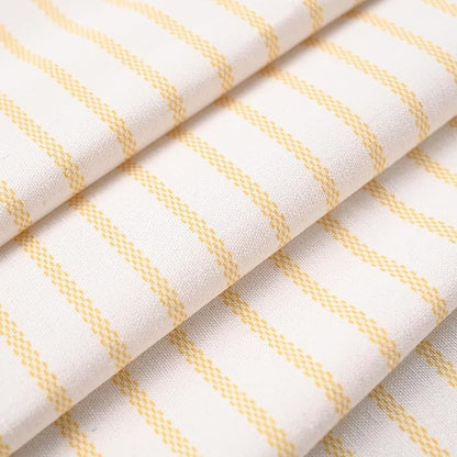 DOSLY IDÉES Farmhouse Yellow Shower Curtain, Beige and Yellow Stripe, Button Curtain, Linen and Cotton Woven Fabric, Rustic Charm Country Chic Style, 72x72 in