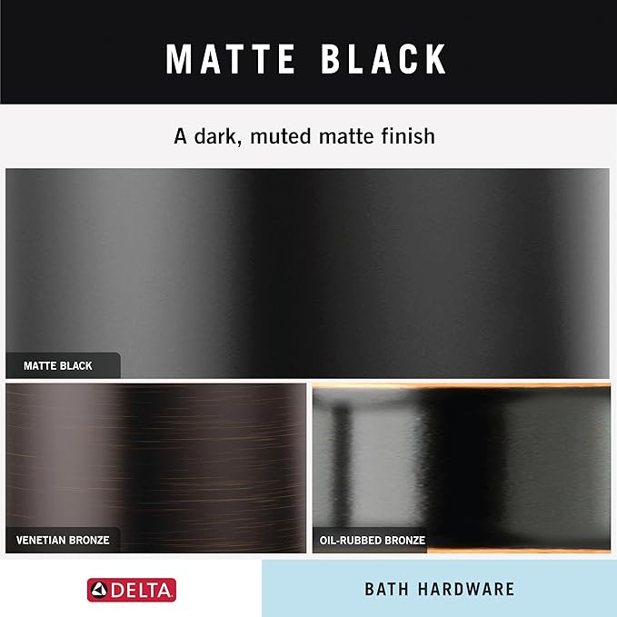 Delta Esato (1-Pack) Hand Towel Holder Matte Black Towel Racks for Bathroom Wall Round Towel Ring Holder for Bath Towel Hanger for Kitchen, Bathroom Accessories ESA46-MB
