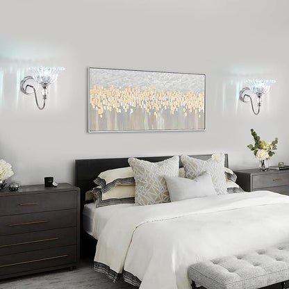 Bathroom Vanity Light Fixtures Single-Head Wall Sconces Lighting with Floral Crystal Glass Shade Chrome Wall Lights for Bathroom,Bedroom,Hallway,Bedside(Bulbs Not Included)