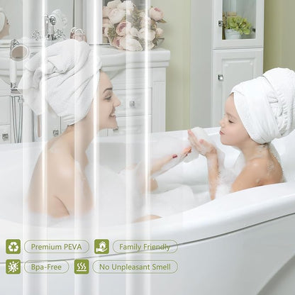 Seenus PEVA Clear Short Shower Curtain Liner 60 x 66 inch, Transparent Shower Liner Weighted with 3 Large Magnets, Bpa-Free Waterproof Plastic Shower Curtain for Bathroom