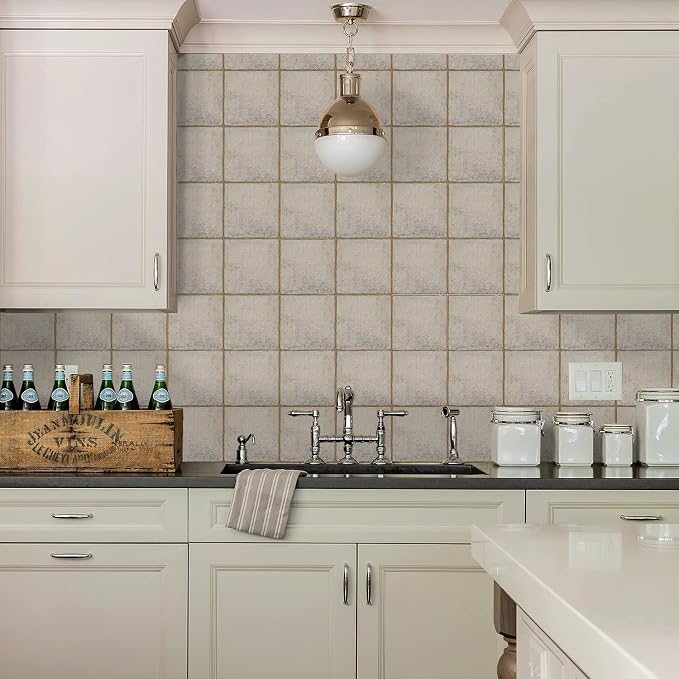 Alwayspon Stone Effect Vinyl Sticker Peel and Stick, Self-Adhesive Wall Tile Transfers Backsplash Sticker Decal for Kitchen Bathroom, 6x6inch/15x15cm 30Pcs, T026