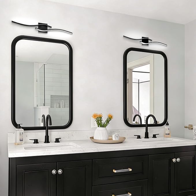 23inch Led Bathroom Vanity Light Bar, Matte Black 5CCT Dimmable 2700-6500K Vanity Lights for Bathroom, Modern Bathroom Light Fixtures Over Mirror Led Lighting Fixtures