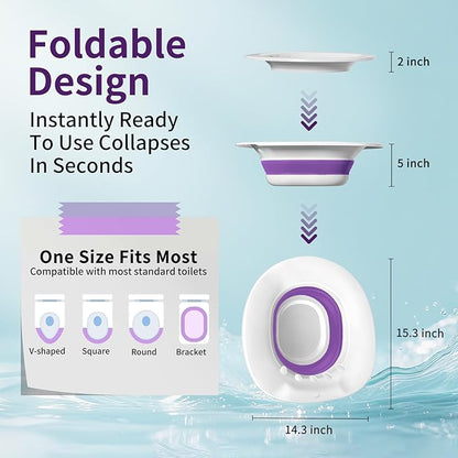 RUGUO Sitz Bath for Toilet Seat - Yoni Steam Seat - Sitz Bath for Hemorrhoids and Postpartum Care - Portable Bidet BPA Free - Foldable Basin for Epsom Salt Soak - Amethyst