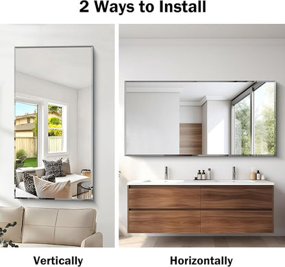CILIBER Beveled Mirror, 30x60 Large Frameless Bathroom Mirrors for Wall, 3mm Tempered Glass Rectangle Vanity Mirror with Beveled Edge, Crystal-Clear, Hangs Horizontally or Vertically