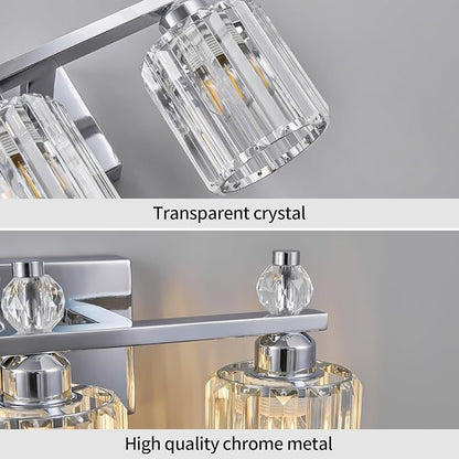 Bathroom Vanity Lights 3-Light Chrome Modern Crystal Vanity Light Fixtures Over Mirror Crystal Bathroom Vanity Lighting Fixtures