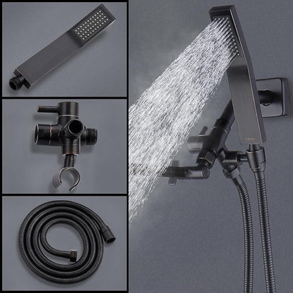 G-Promise All Metal 10" Rain Shower Head with Handheld for Bathroom Upgrade | All Metal, Built to Last, Easy Install, Adjustable Height & Angle for All Heights, Extra Long Hose, Modern Upgrade