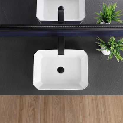 Vessel Sink 20"x14" Rectangular Bathroom Sink Modern White Porcelain Ceramic Above Counter Drop-in Vanity Sink for Bathrooms Art Basin