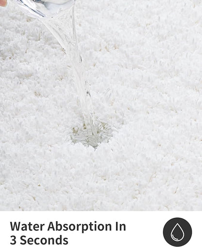 ILANGO White Toilet Rugs U Shaped 22" × 24" Non Slip & Super Absorbent Extra Thick Soft, Washable Bath Mats for Bathroom Floor, Microfiber Plush Shaggy Contour Bath Rugs for Toilet,Dry Quick