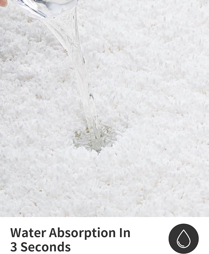 ILANGO White Bathroom Rugs 70" × 24" Non Slip & Super Absorbent Extra Thick Soft, Washable Bath Carpet Runner for Floor, Microfiber Plush Shaggy Bath Mats with Rubber for Bedroom Bathtub Shower Room