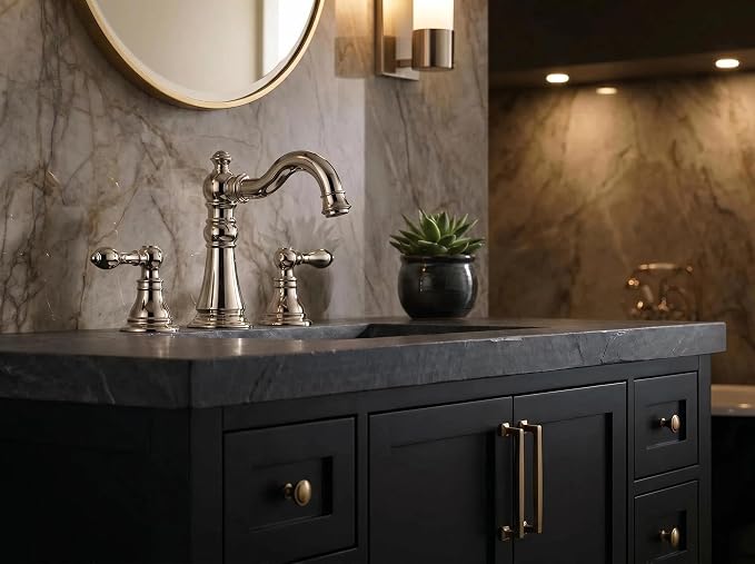 8 Inch Widespread Bathroom Faucet Polished Nickel, Bathroom Sink Faucet with Pop up Drain,Two Handle High Arc Lavatory Bathroom Faucet, F-8805-PN