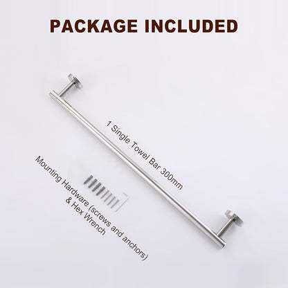 SEIDO 12 Inch Polished Chrome Towel Bar (2-Pack) for Small Spaces, Double Locking Anti-Drop Bathroom Towel Holder, SUS 304 Stainless Steel Towel Rack Wall Mounted, 9.6" Usable Length, Mounting Kit