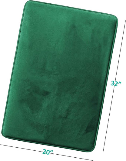 Clara Clark Bathroom Rugs, Velvet Memory Foam Bath Mat, Non-Slip, Machine Washable Bath Rugs - Dries Quickly, Ultra Soft Plush Bath Mats for Bathroom, 20 x 32, Hunter Green