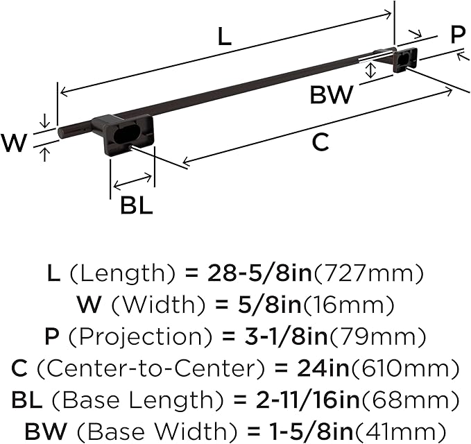Amerock Bronx Oil-Rubbed Bronze 24 inch (610mm) Towel Bar, BH26615ORB