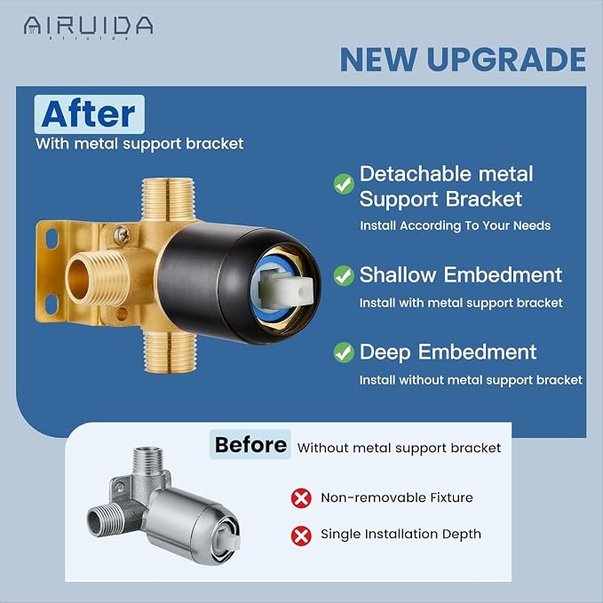 Airuida Shower Faucet Set with Tub Spout,6" Bathtub Faucet-Oil Bronze | Male Threads Rough-In Valve,Round Head Shower System,Tub and Shower Kit Set